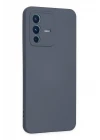 Vivo V23 5G Kılıf Nano içi Kadife Silikon - Gri
