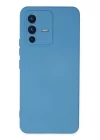 Vivo V23 5G Kılıf Nano içi Kadife Silikon - Mavi