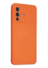 Vivo V23 5G Kılıf Nano içi Kadife Silikon - Turuncu