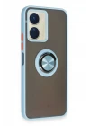 Vivo Y16 Kılıf Montreal Yüzüklü Silikon Kapak - Buz Mavi