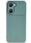 Vivo Y18 Kılıf Auto Focus Karbon Kapak - Koyu Yeşil