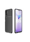 Vivo Y21S Kılıf Auto Focus Karbon Kapak - Siyah
