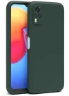 Vivo Y53S Kılıf Nano içi Kadife Silikon - Koyu Yeşil