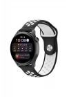 Watch 20mm Spor Delikli Kordon - Siyah-Beyaz