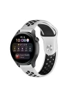 Watch 22mm Spor Delikli Kordon - Beyaz-Siyah