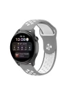 Watch 22mm Spor Delikli Kordon - Gri-Beyaz