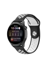 Watch 22mm Spor Delikli Kordon - Siyah-Beyaz