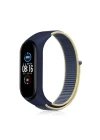 Xiaomi Mi Band 4 Hasırlı Cırtcırtlı Kordon - Sarı-Lacivert