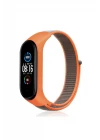 Xiaomi Mi Band 4 Hasırlı Cırtcırtlı Kordon - Turuncu-Gri