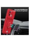 Xiaomi Redmi 12C Kılıf Zuma Kartvizitli Yüzüklü Silikon - Kırmızı
