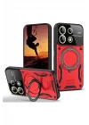 Xiaomi Redmi 13 4G Kılıf Joy Lens Standlı Kapak - Kırmızı
