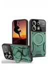 Xiaomi Redmi 13 4G Kılıf Joy Lens Standlı Kapak - Koyu Yeşil