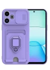 Xiaomi Redmi 13 4G Kılıf Zuma Kartvizitli Yüzüklü Silikon - Lila