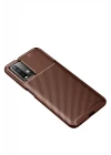 Xiaomi Redmi 9T Kılıf Auto Focus Karbon Kapak - Kahverengi
