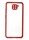 Xiaomi Redmi Note 9 Kılıf Miami Şeffaf Silikon - Kırmızı