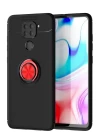 Xiaomi Redmi Note 9 Kılıf Range Yüzüklü Silikon - Siyah-Kırmızı