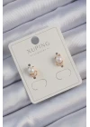Xuping Rose Renk Zirkon Taşlı İncili Kedi Küpe - TJ-BKP9401