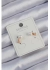 Xuping Rose Renk Zirkon Taşlı İncili Minimal Fiyonk Küpe - TJ-BKP9402