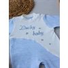 0-3 3-6 Ay Lucky Baby Nakışlı Es Çizgi Boy Şapkalı Erkek Bebek Tulumu Mavi