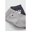 Bear Penye Soket Çorap 2li Gri