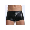 Fantezi Deri Görünümlü Seksi Siyah Erkek Boxer - Fantezi Tanga