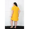 Giyim Büyük Beden Penye Düğmeli Sarı Tunik Gecelik
