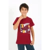 Giyim Erkek Çocuk Kısa Kol Penye Pijama Takım Bordo