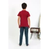 Giyim Erkek Çocuk Kısa Kol Penye Pijama Takım Bordo