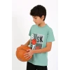 Giyim Erkek Çocuk Kısa Kol Penye Pijama Takım SuYeşili
