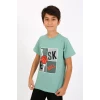 Giyim Erkek Çocuk Kısa Kol Penye Pijama Takım SuYeşili