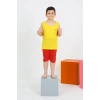 Giyim Erkek Çocuk Sıfır Kol Şortlu Sarı Penye Pijama Takımı