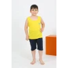 Giyim Erkek Çocuk Sıfır Kol Şortlu Sarı Penye Pijama Takımı