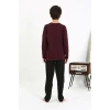 Giyim Erkek Çocuk Uzun Kol Penye Pijama Takım Bordo