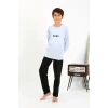 Giyim Erkek Çocuk Uzun Kol Penye Pijama Takım BuzMavisi