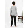 Giyim Erkek Çocuk Uzun Kol Penye Pijama Takım Gri