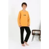 Giyim Erkek Çocuk Uzun Kol Penye Pijama Takım Sarı