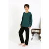 Giyim Erkek Çocuk Uzun Kol Penye Pijama Takım ZümrütYeşili