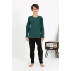 Giyim Erkek Çocuk Uzun Kol Penye Pijama Takım ZümrütYeşili