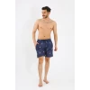 Giyim Erkek Desenli Fermuar Cepli Deniz Şortu Lacivert