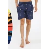 Giyim Erkek Desenli Fermuar Cepli Deniz Şortu Lacivert