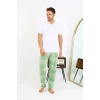 Giyim Erkek Ekoseli Desen Penye Tek Alt Pijama Yeşil