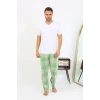 Giyim Erkek Ekoseli Desen Penye Tek Alt Pijama Yeşil
