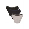 Giyim Erkek Pamuk 3lü Siyah Laci Gri Likralı Slip