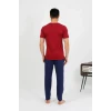 Giyim Erkek Pamuk Kısa Kol Pijama Takım Bordo