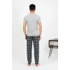 Giyim Erkek Pamuk Kısa Kol Pijama Takım Gri