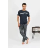 Giyim Erkek Pamuk Kısa Kol Pijama Takım Lacivert