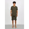Giyim Erkek Pamuk Lakost Alt Üst Kaprili Pijama Takım Haki