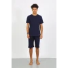 Giyim Erkek Pamuk Lakost Alt Üst Kaprili Pijama Takım Lacivert