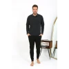 Giyim Erkek Polo Yaka Uzun Kol Penye Pijama Takımı Antrasit