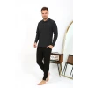 Giyim Erkek Polo Yaka Uzun Kol Penye Pijama Takımı Antrasit